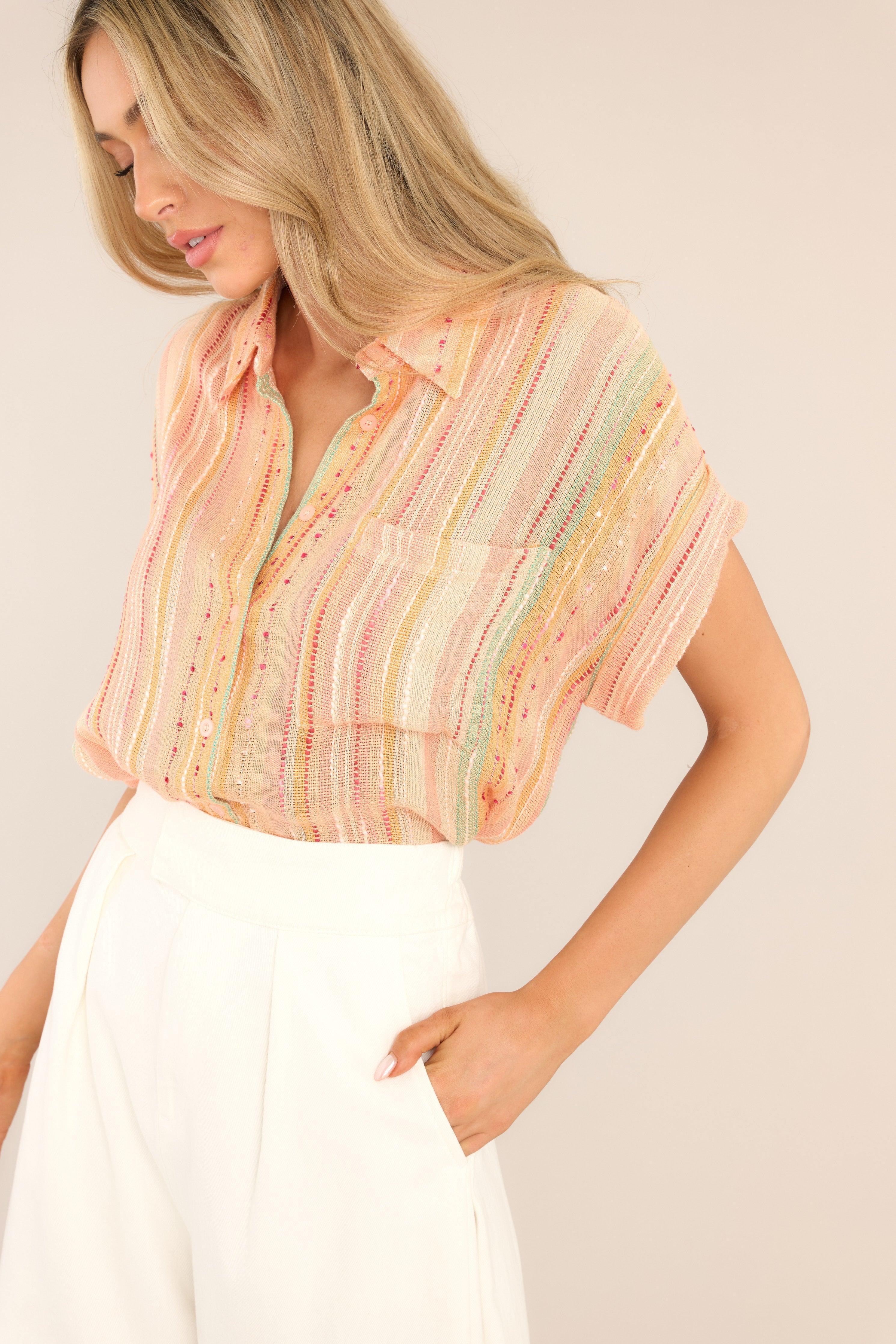 Brighter Than Sunshine Apricot Multi Print Top Product Image