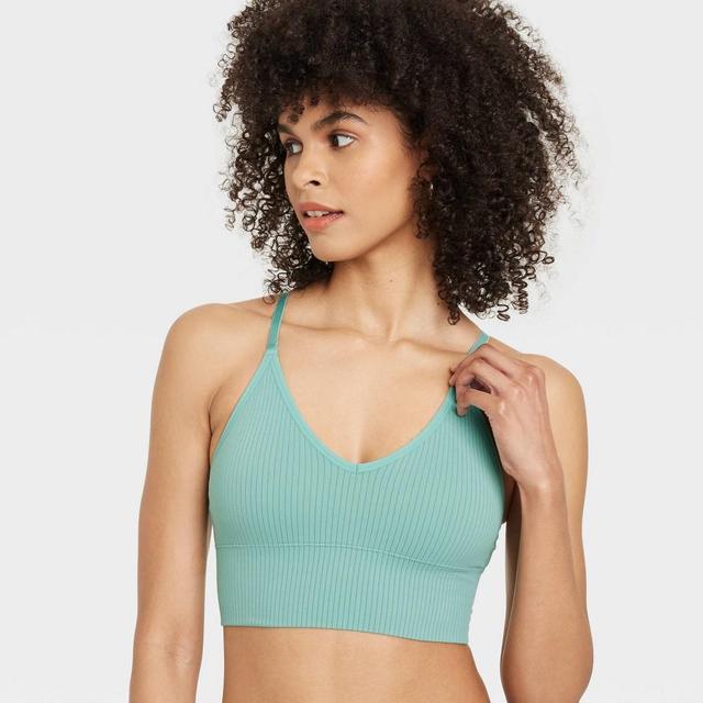 Womens Ribbed Seamless Longline Bralette - Auden Tidal Flow XL Product Image