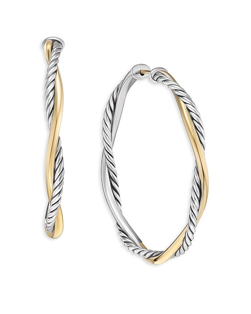 Womens Infinity Hoop Earrings in Sterling Silver with 14K Yellow Gold, 42MM Product Image