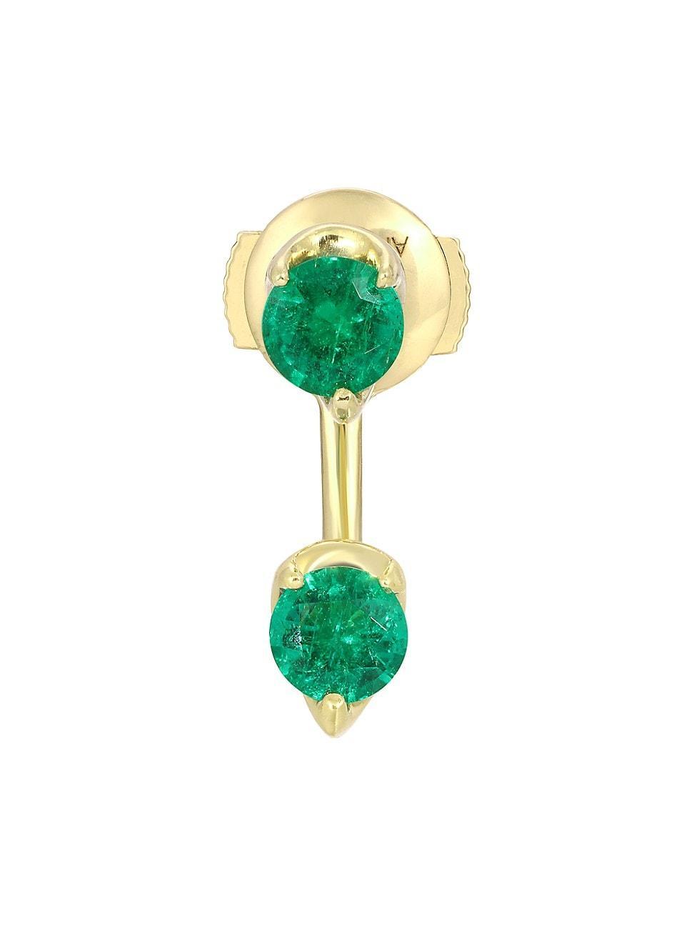 Womens Orbit 18K Yellow Gold & Emerald Single Earring Product Image