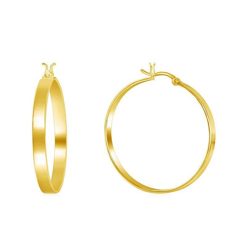 14k Gold Over Silver Flat Hoop Earrings, Womens, Gold Tone Product Image