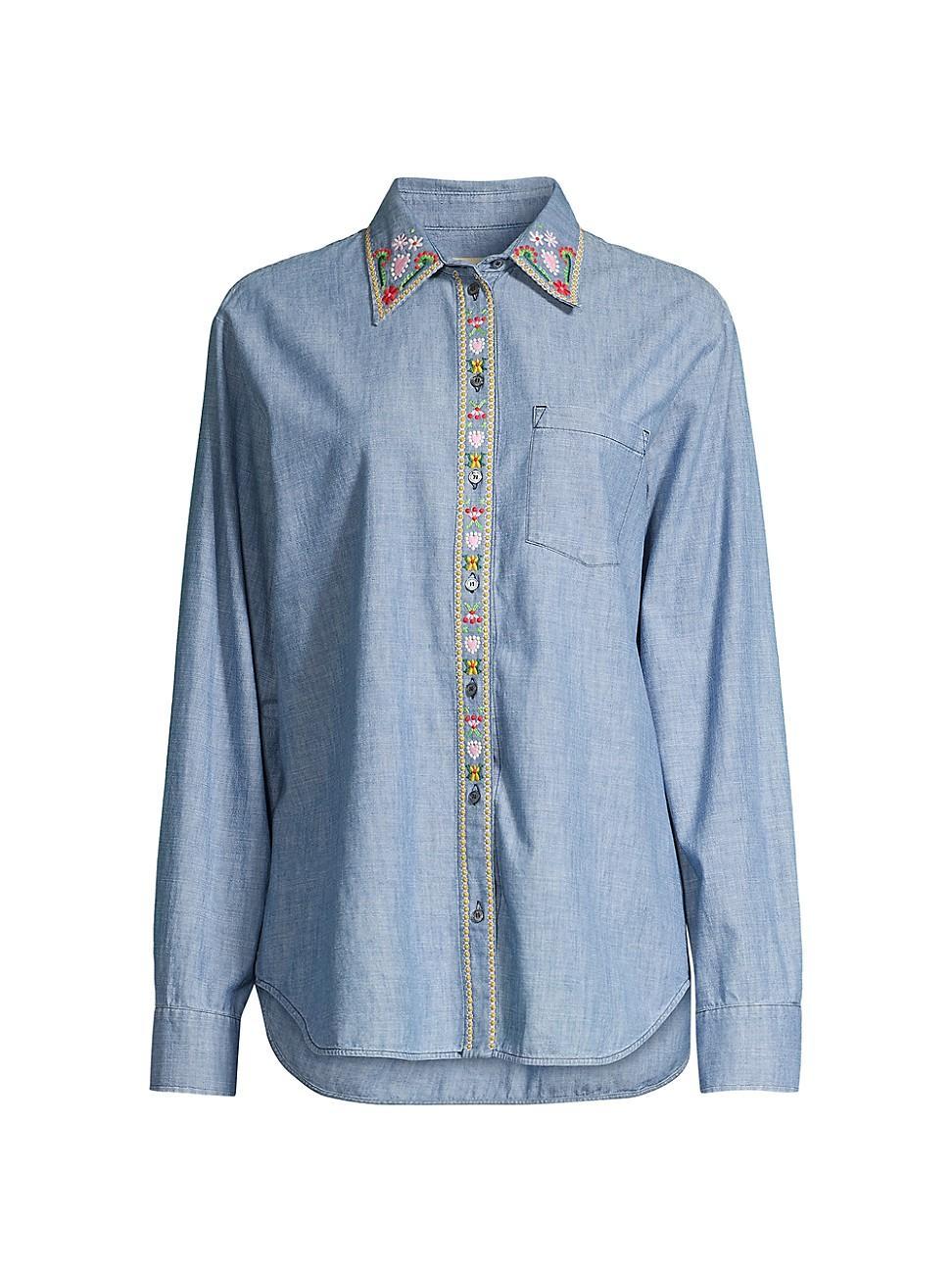 Womens Udine Embroidered Cotton Shirt Product Image