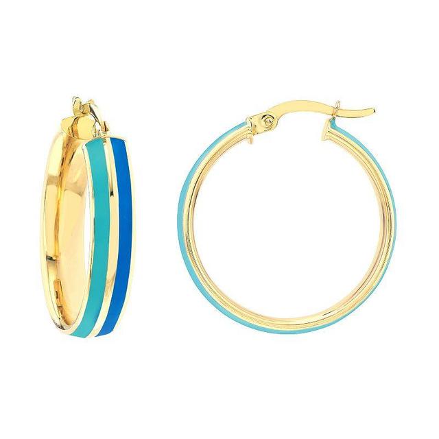 Color Romance 20 mm Enamel Striped Hoop Earrings, Womens, Black White Product Image