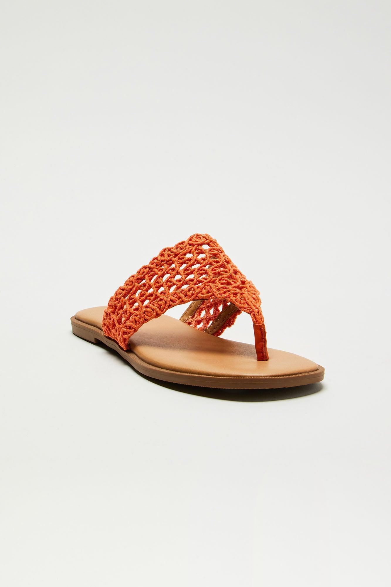 True Feeling Crochet Flip Flops - Orange Product Image