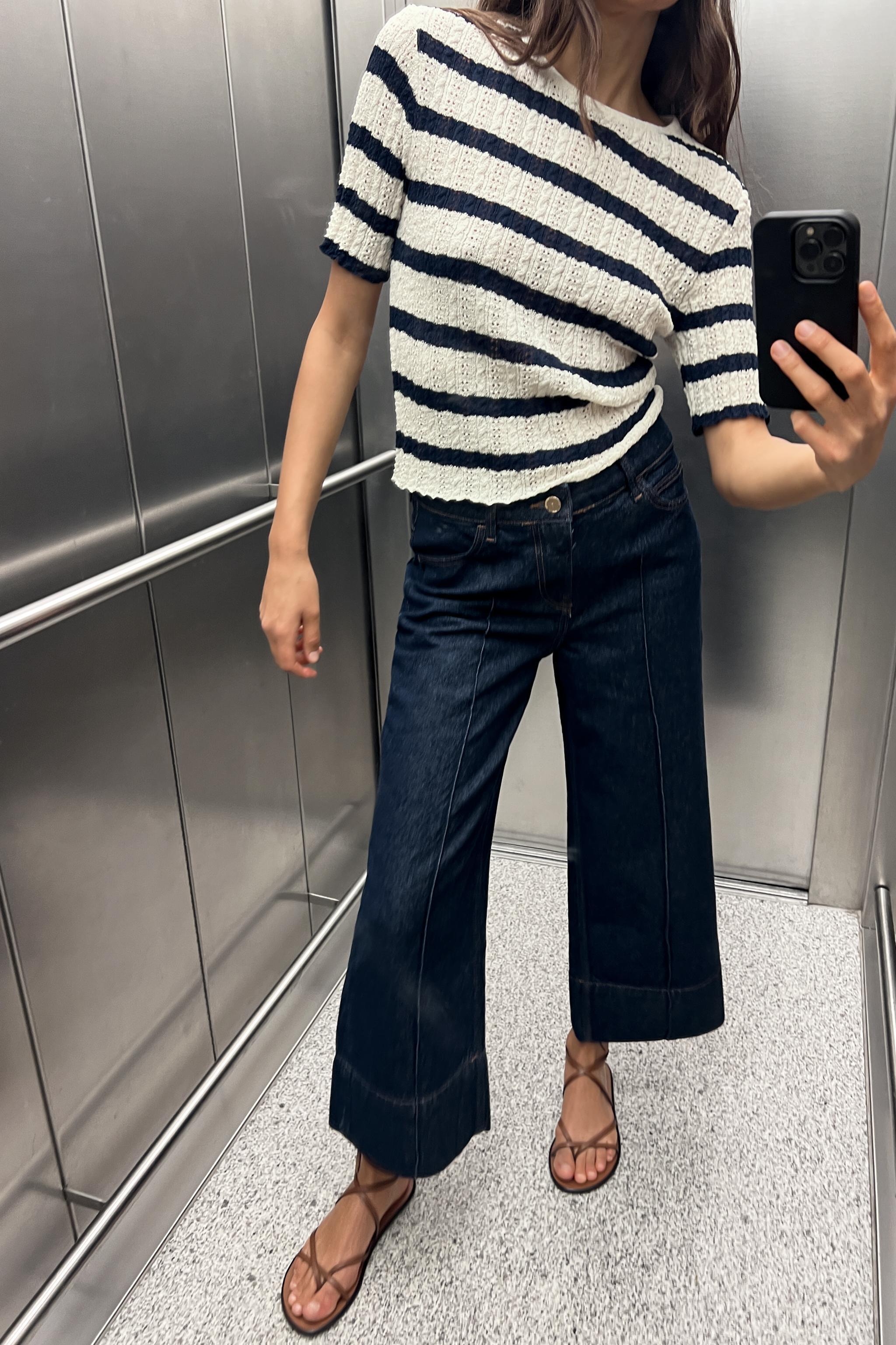 CROPPED HIGH WAIST WIDE LEG FRONT CENTRAL SEAM Z1975 JEANS Product Image