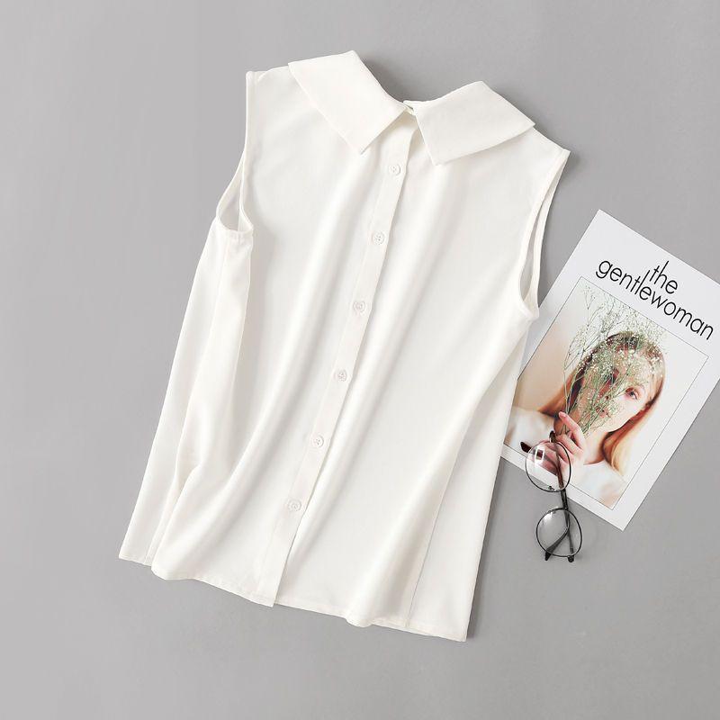 Peter Pan Collar Sleeveless Chiffon Top Product Image