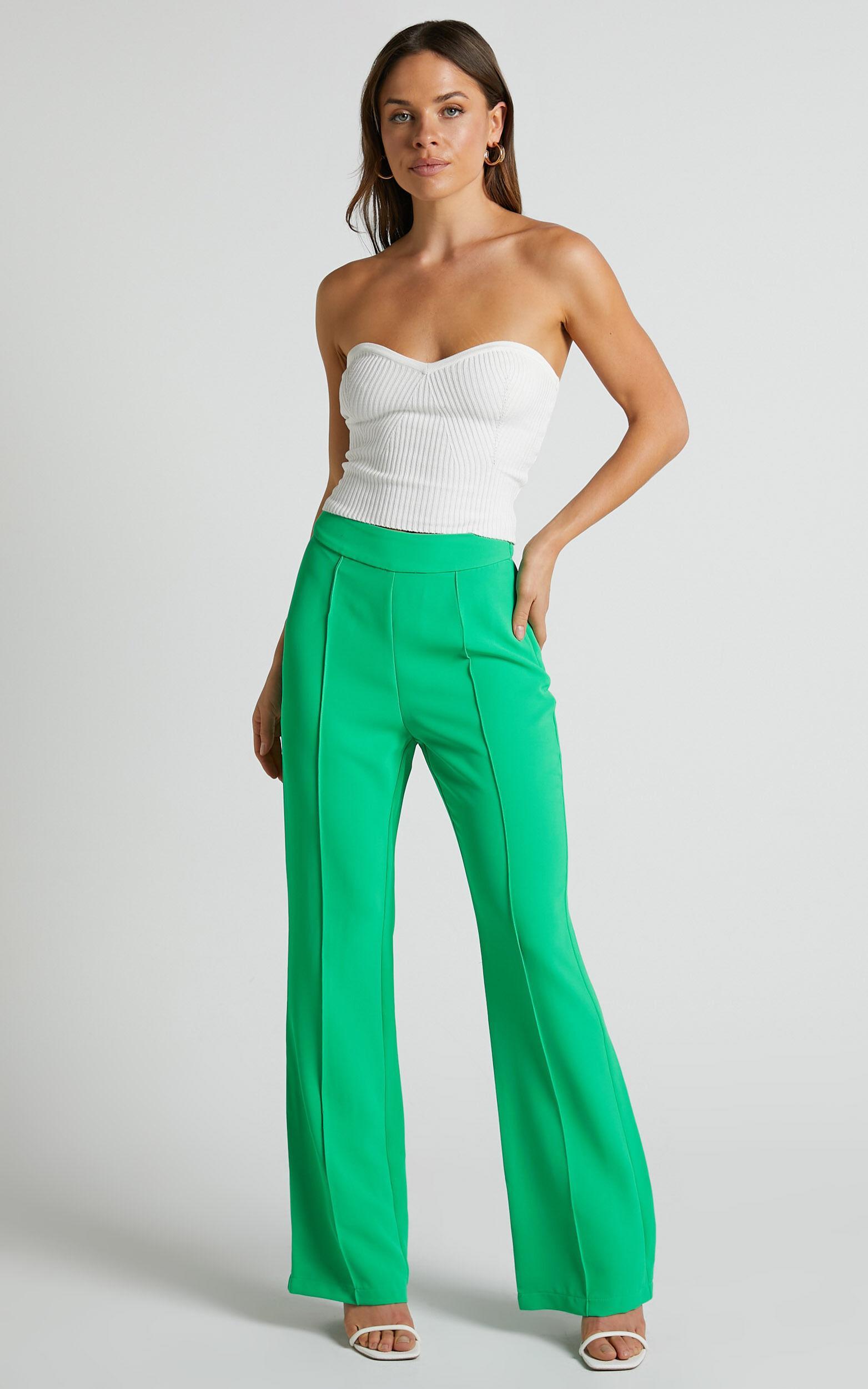 Jessa Pants - High Waisted Pants in Green Product Image