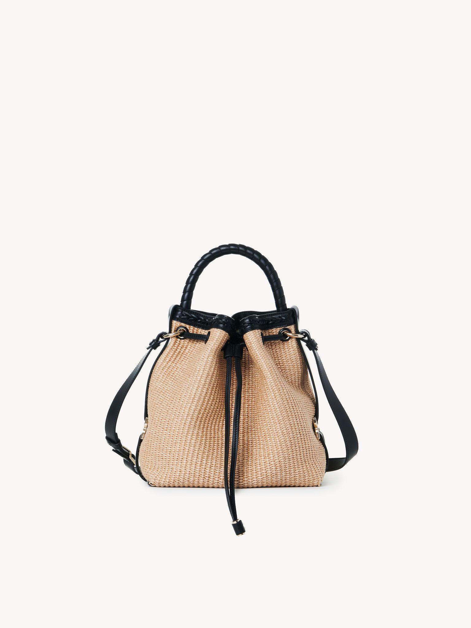 Marcie bucket bag in soft leather & braided fibers Product Image