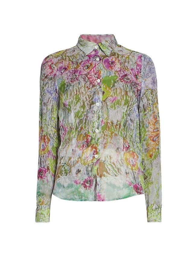 Womens Cloudy Printed Silk Button-Front Shirt Product Image