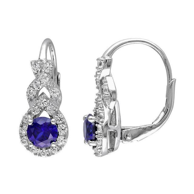 Stella Grace Lab-Created Blue & White Sapphire Sterling Silver Twist Drop Earrings, Womens Product Image