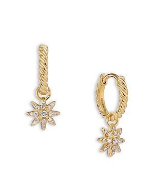 Womens Petite Starburst Drop Earrings in 18K Yellow Gold with Diamonds Product Image