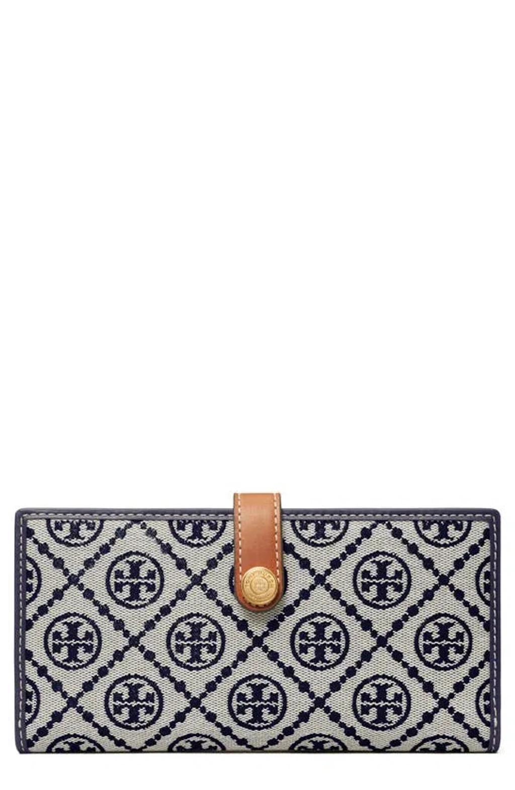 TORY BURCH T Monogram Slim Wallet In Tory Navy/gold Product Image