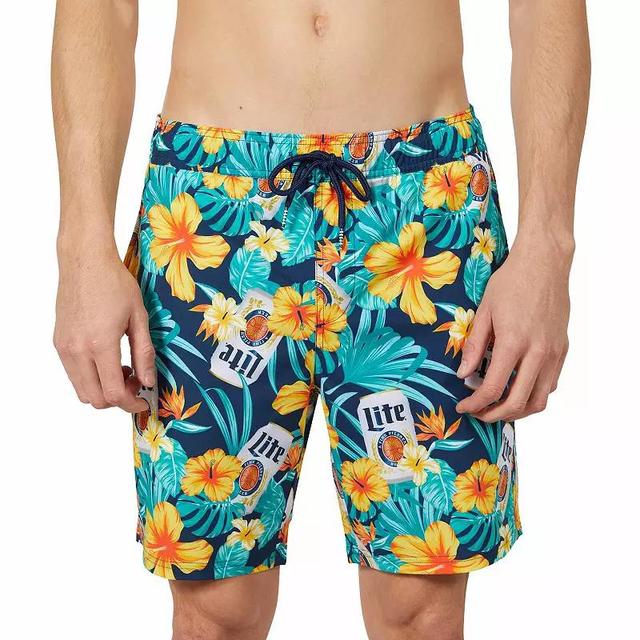 Big & Tall Trinity Coast Miller Lite 9-in. Swim Trunks, Mens Blue Product Image