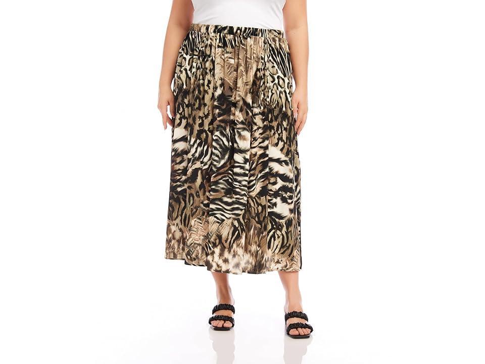 Karen Kane Plus Size Side-Slit Midi Skirt (Print) Women's Skirt product image