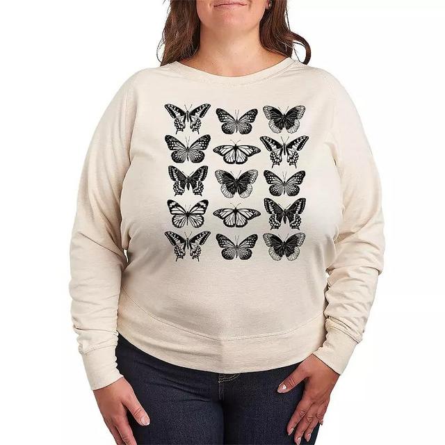 Plus Size Butterfly Grid Lightweight French Terry Sweatshirt, Womens Product Image