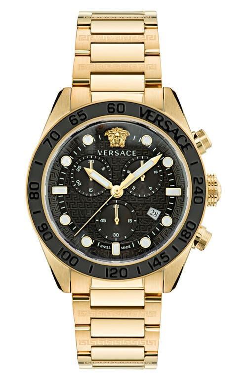 Mens Greca Dome Chrono IP Yellow Gold Bracelet Watch Product Image