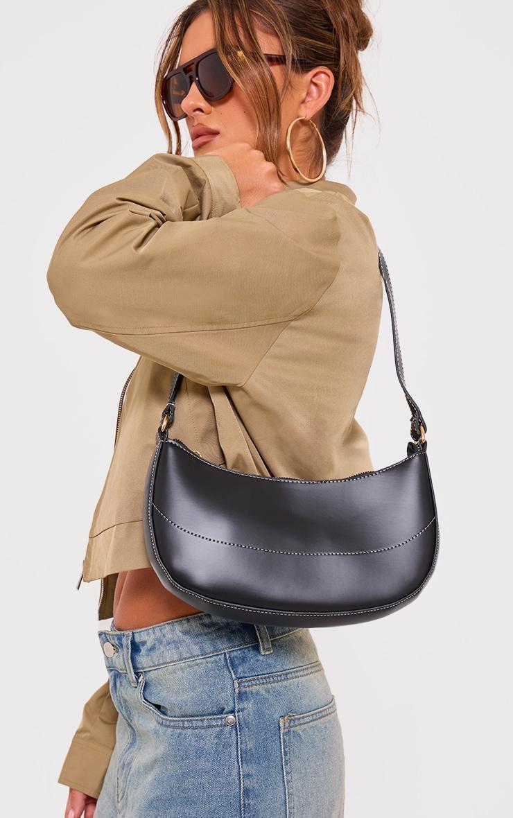 Black Pu Contrast Stitch Shoulder Bag product image