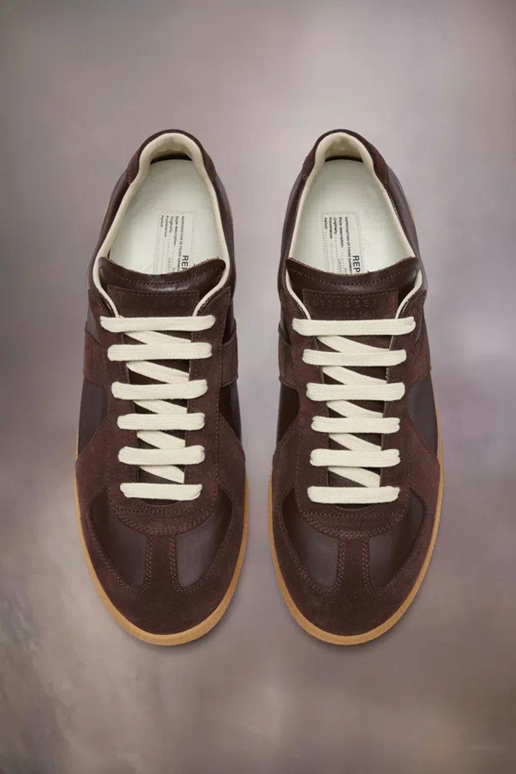 Womens Brown Replica Leather Low-top Trainers In T2264 Brown Product Image