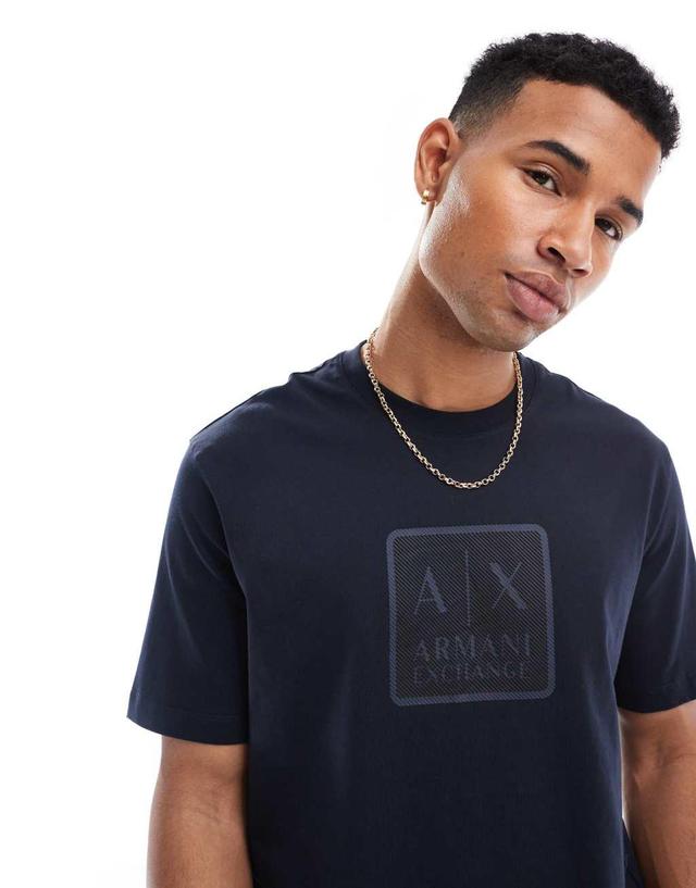 Armani Exchange t-shirt with square logo in navy Product Image