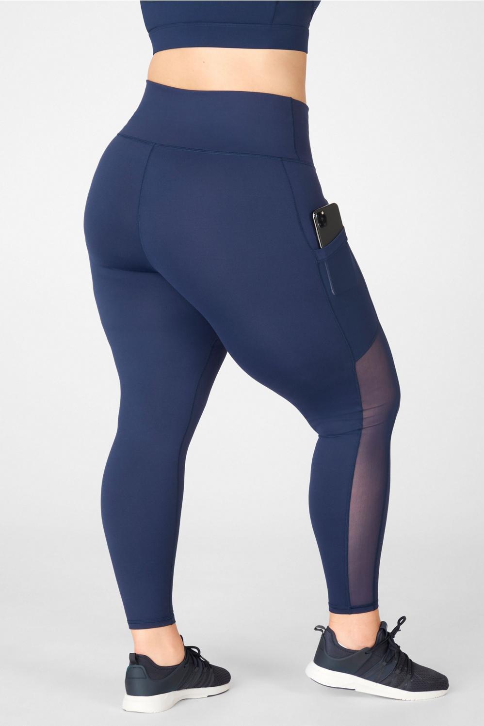 Fabletics On-the-Go High-Waisted Mesh Legging Womens Deep Navy plus Size 4X Product Image