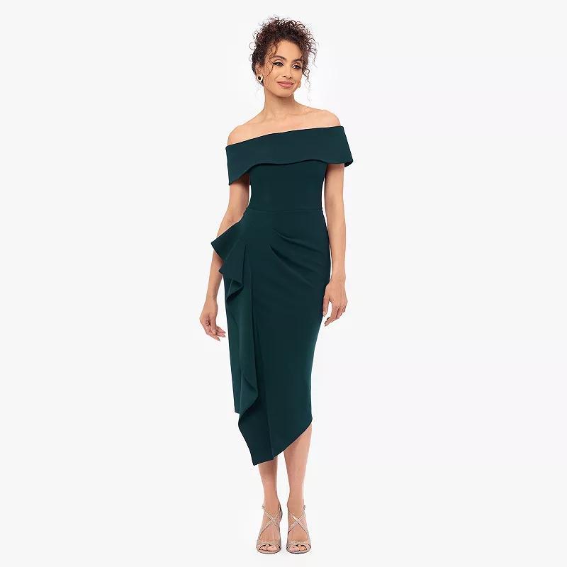 Womens BA Nites Off The Shoulder Midi Dress Green Product Image