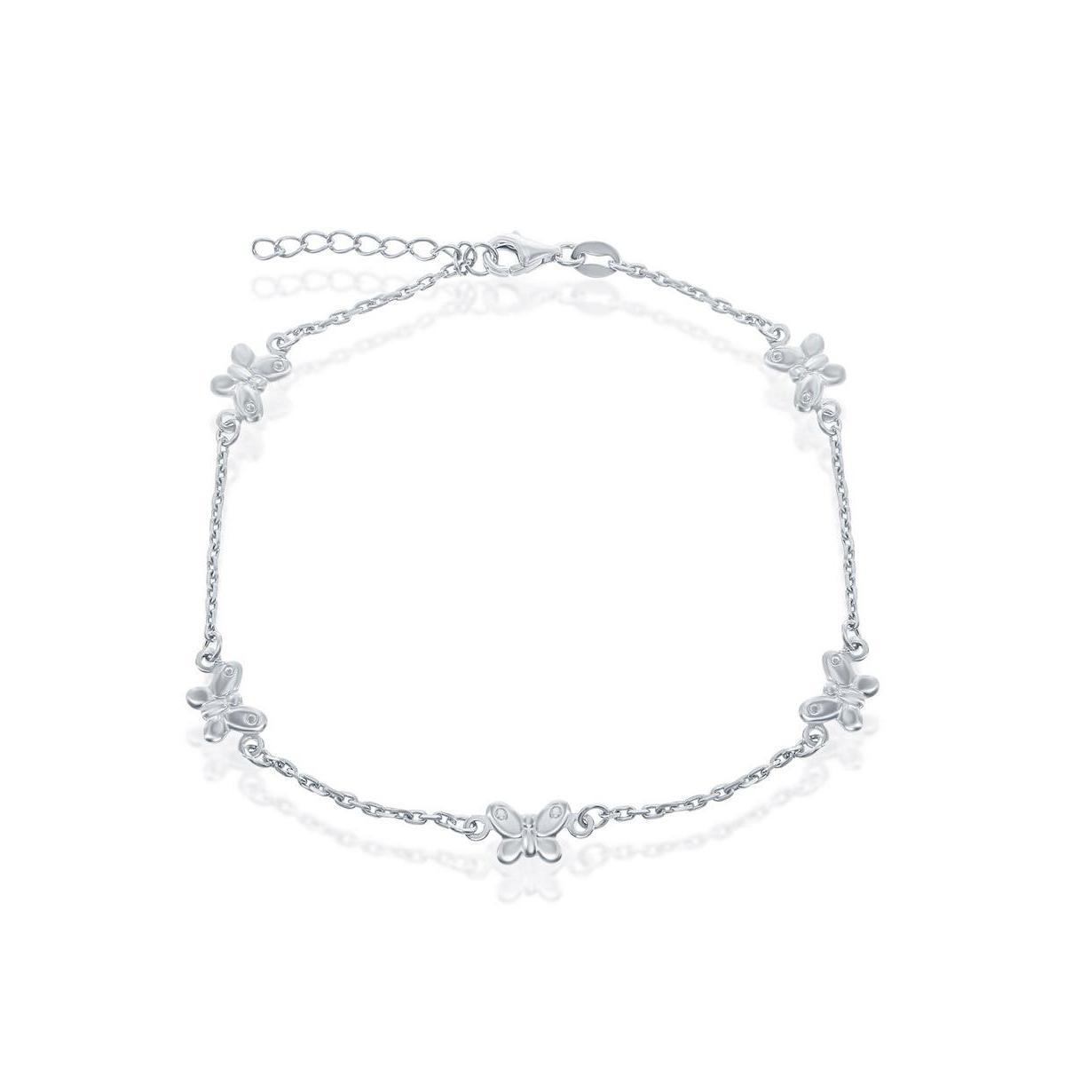 Sterling Silver Butterfly Anklet - Silver Product Image