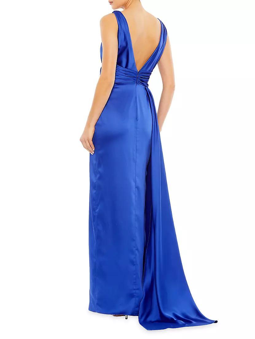 Satin Draped V-Neck Gown Product Image