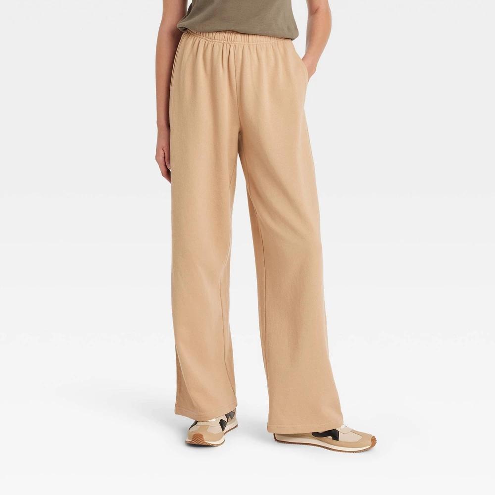 Womens High-Rise Wide Leg Sweatpants - Universal Thread Tan L product image