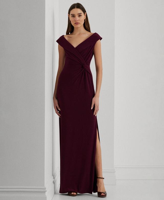 Lauren Ralph Lauren Womens Off-The-Shoulder Jersey Gown Product Image