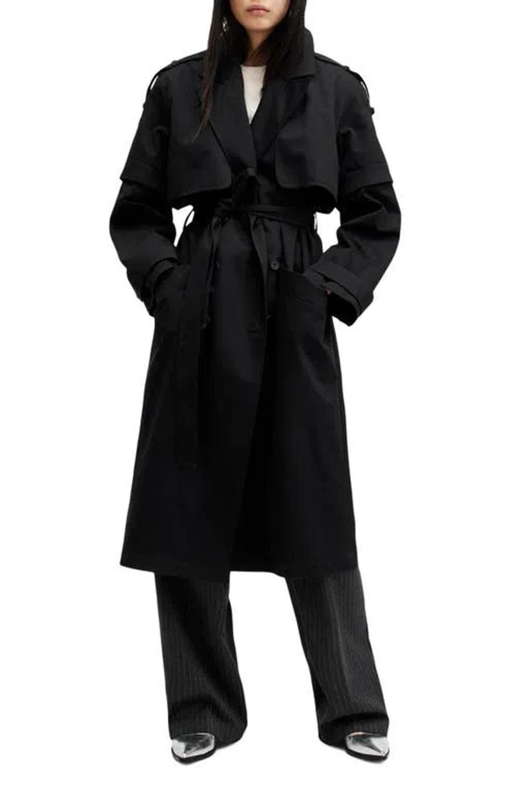 Clyde Double Breasted Trench Coat In Black product image