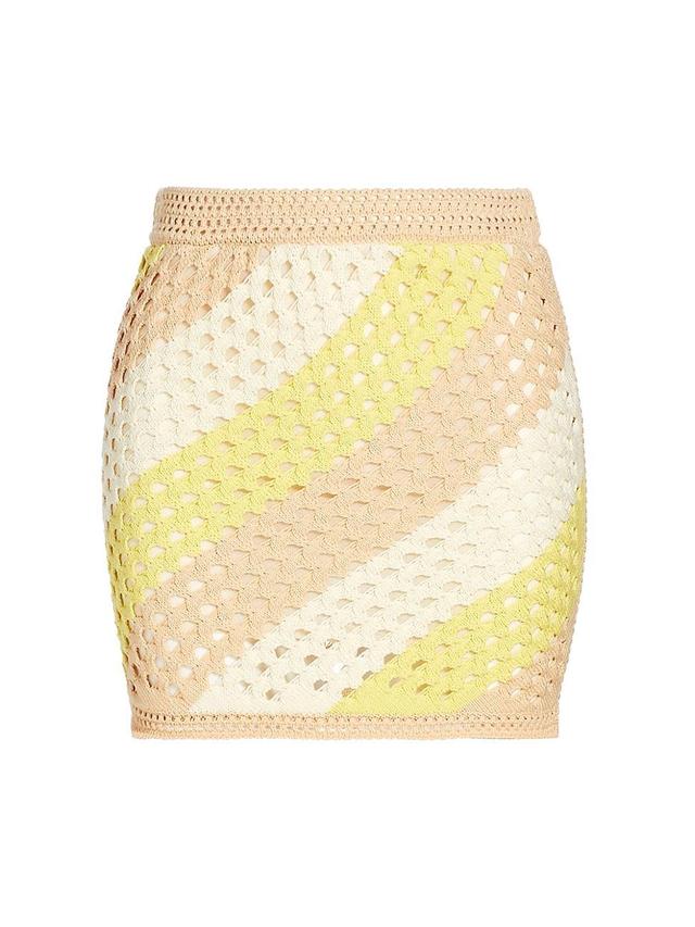 Womens Cotton Striped Crochet Miniskirt Product Image