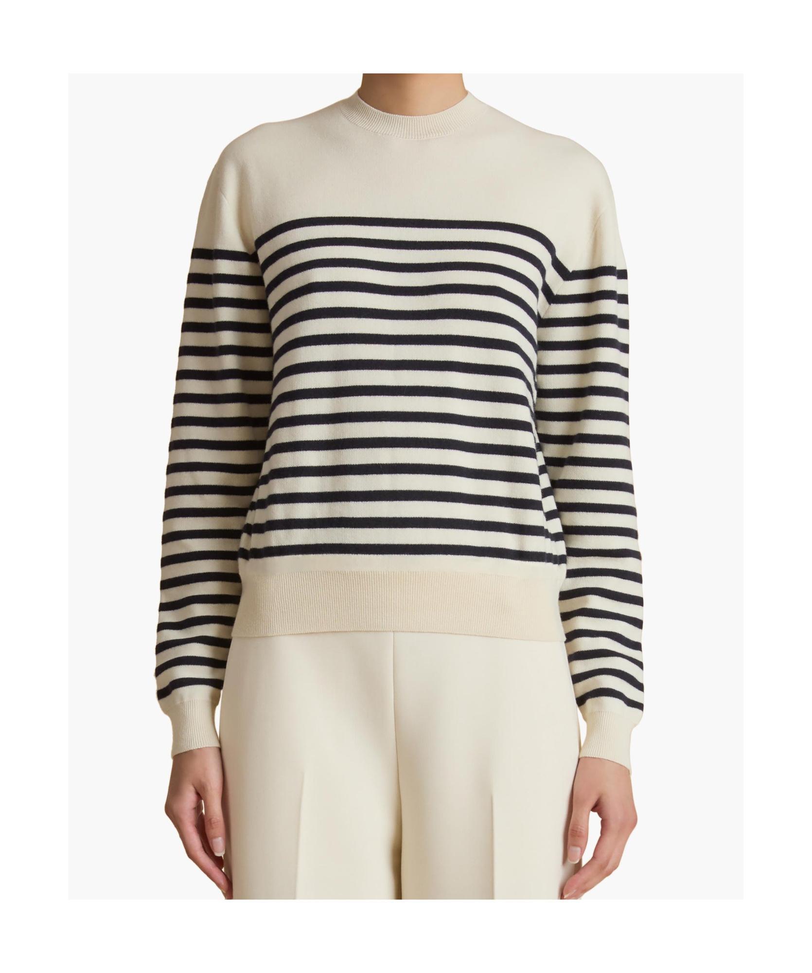 KHAITE Striped Pullover In White Product Image