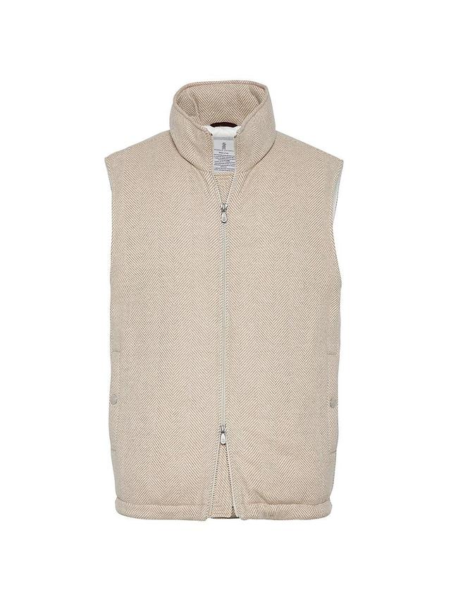 Mens Brushed Wool and Cashmere Chevron Down Vest Product Image