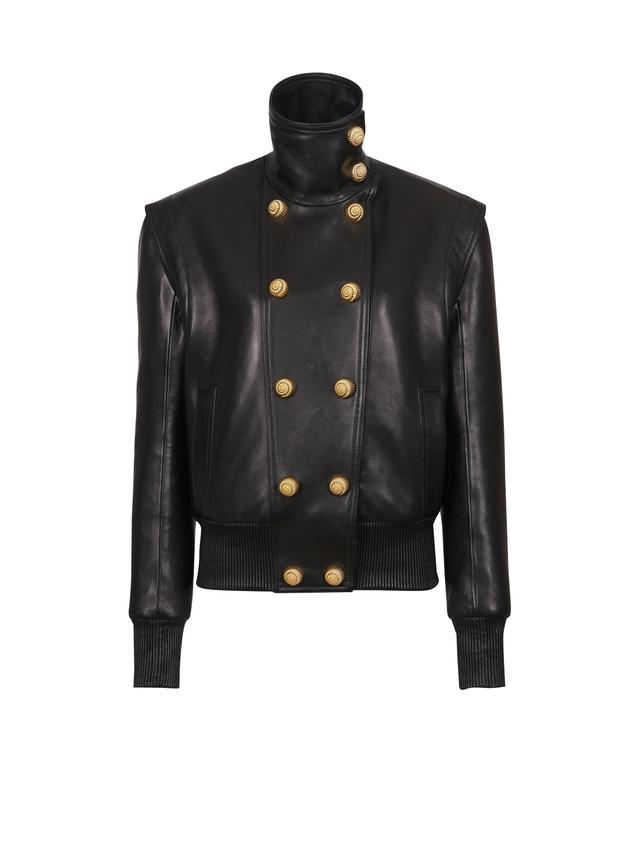 Lambskin leather aviator jacket with stand-up collar Product Image