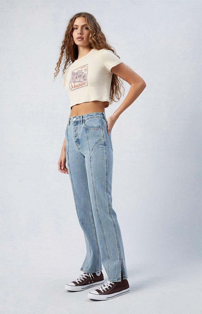 Women's Light Indigo Seamed Dad Jeans Product Image