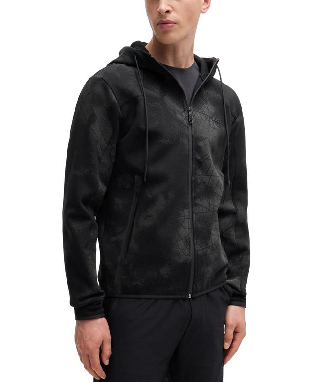 Mens Zip-Up Hoodie with Decorative Reflective Artwork Product Image