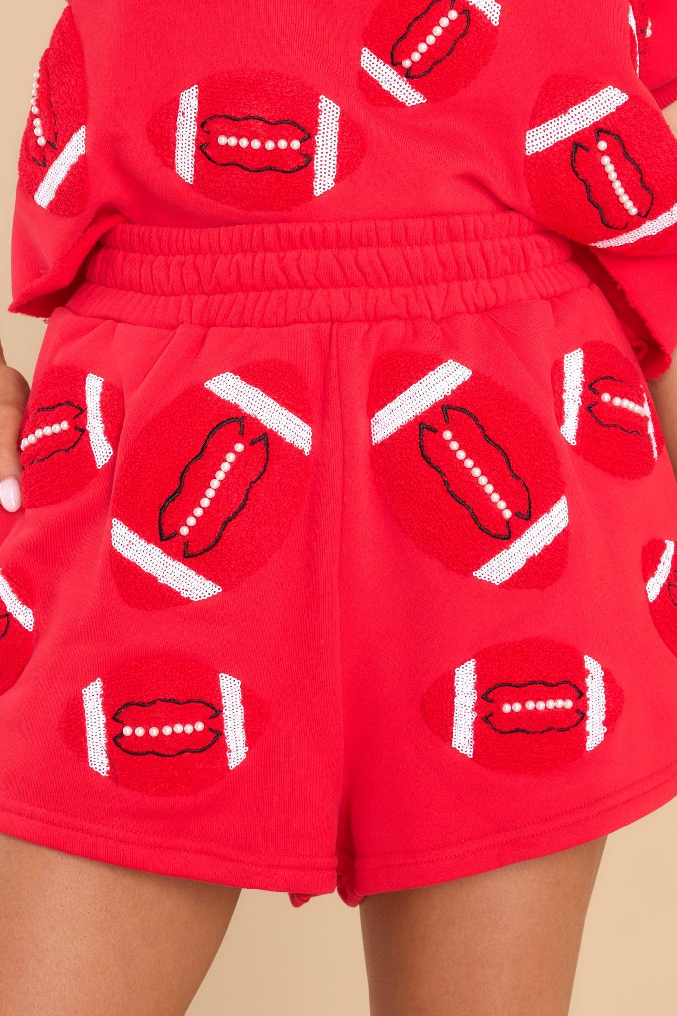 Red Fuzzy Football Shorts product image