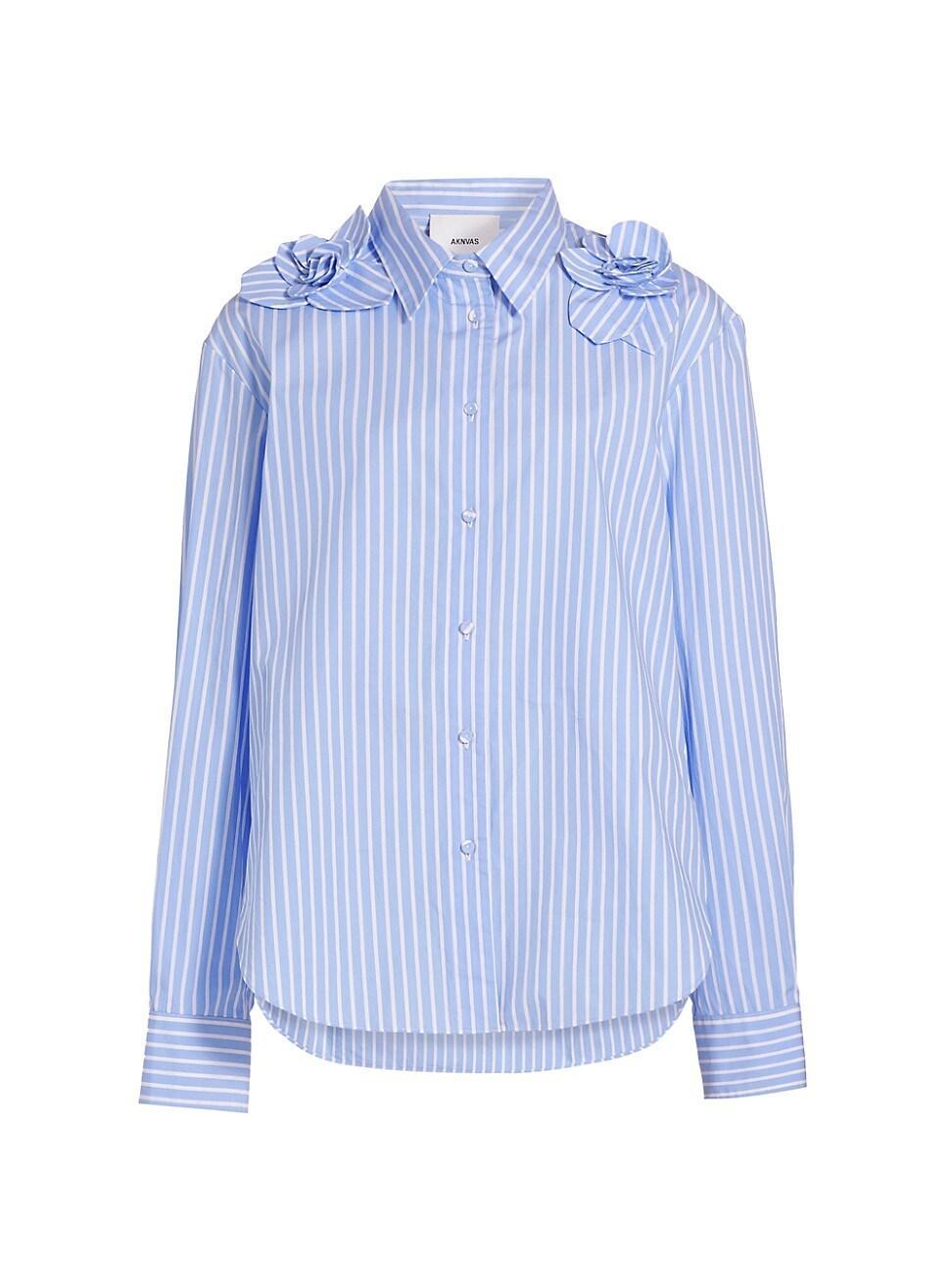 Womens Flor Embellished Striped Cotton Shirt product image