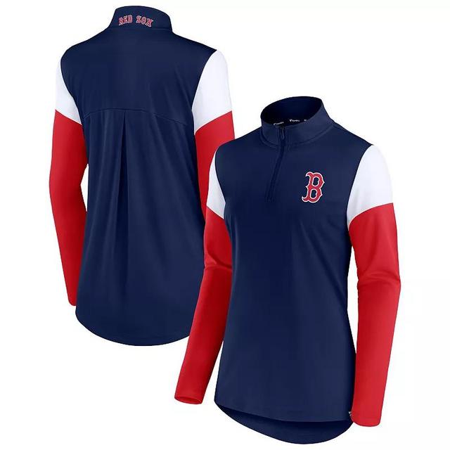 Womens Fanatics Branded /Red Boston Red Sox Authentic Fleece Quarter-Zip Jacket Blue Product Image