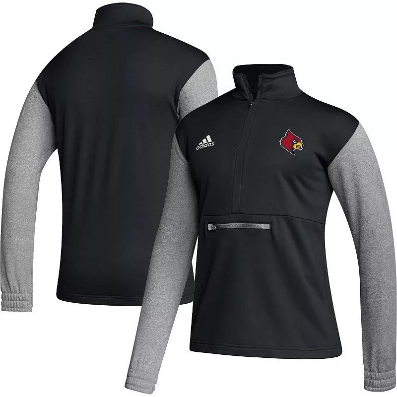 Mens adidas Black Georgia Tech Yellow Jackets Sideline Aeroready Half-Zip Sweatshirt Product Image