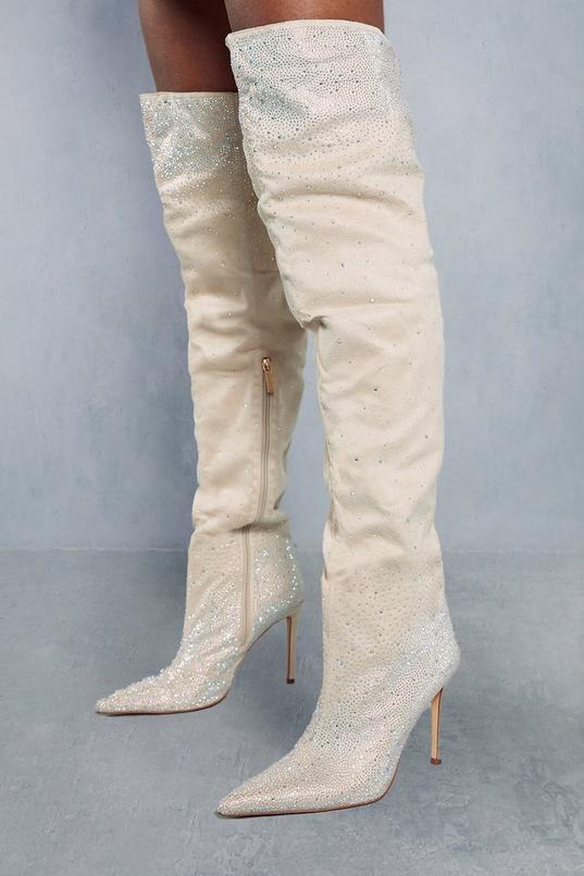 Embellished Over The Knee Pointed Boots Product Image