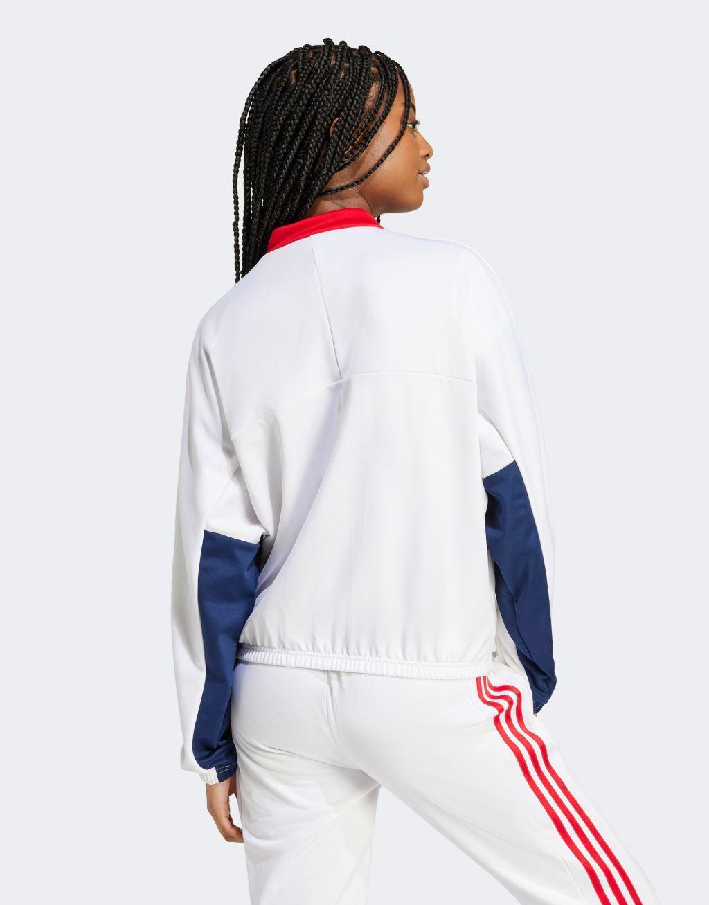 adidas Soccer Tiro track jacket in white with red stripes Product Image