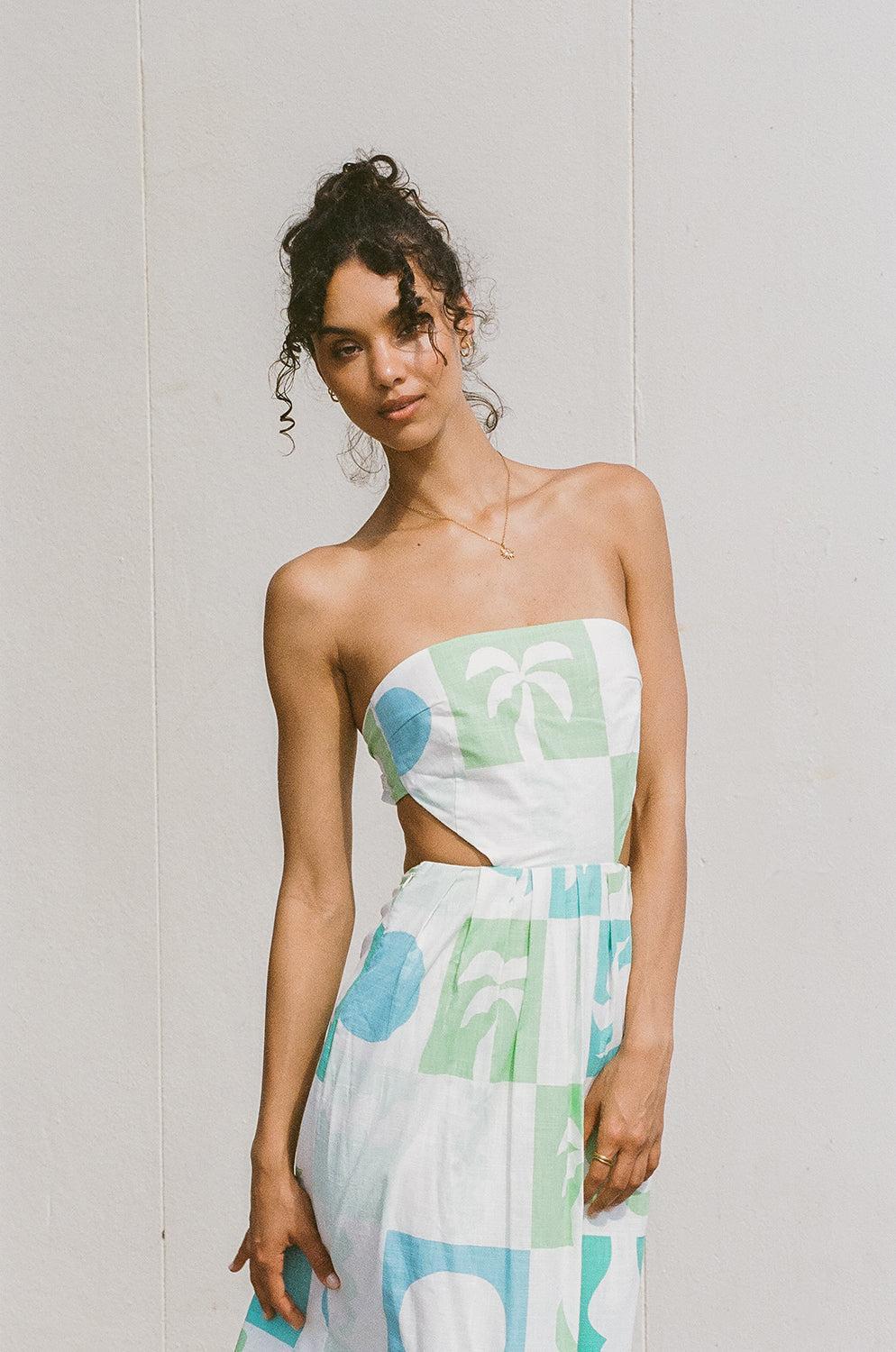 Talullah Midi Dress - Palm Tile Breeze Product Image