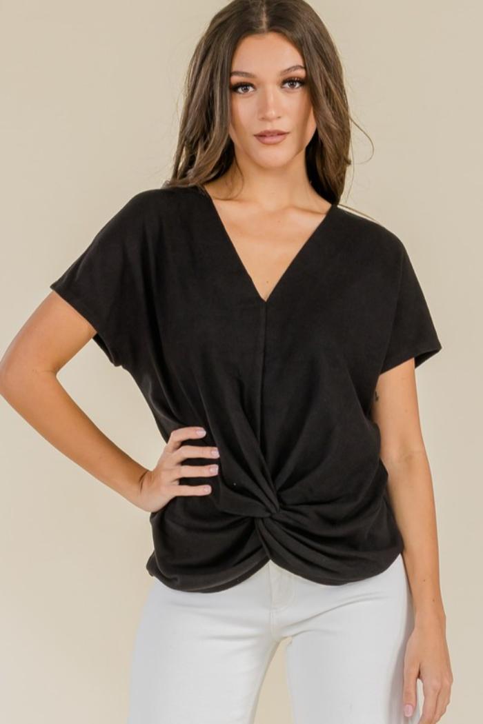 V Neck Knot Front Top Product Image