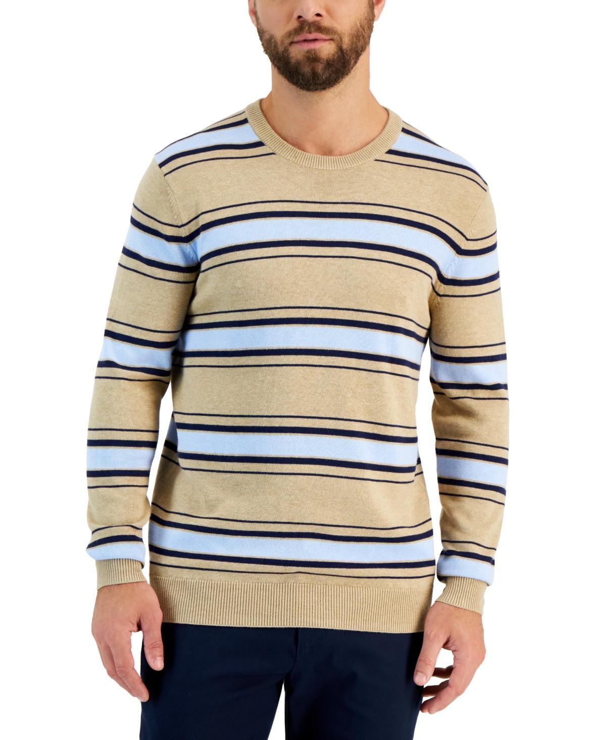 Club Room Mens Elevated Striped Long Sleeve Crewneck Sweater, Created for Macys Product Image