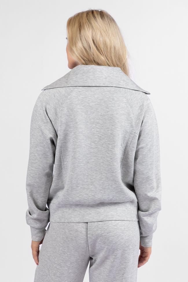 Let's Just Stay Heather Grey Quarter Zip Knit Pullover SALE Product Image