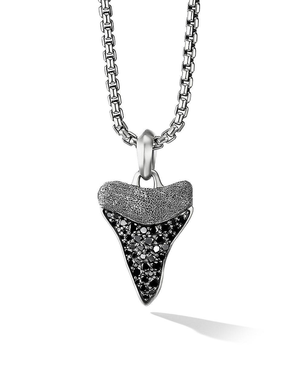 Mens Shark Tooth Amulet with Pav Black Diamonds Product Image