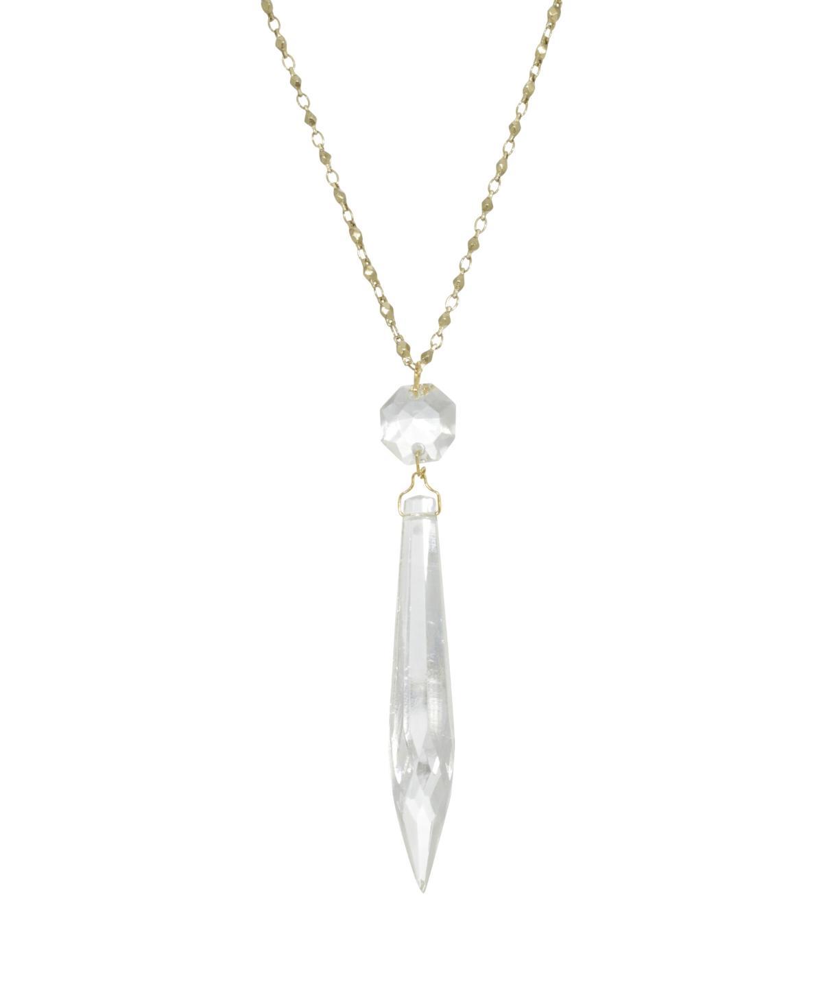 1928 Gold-Tone Simulated Crystal Icicle Necklace, Womens, Yellow Product Image