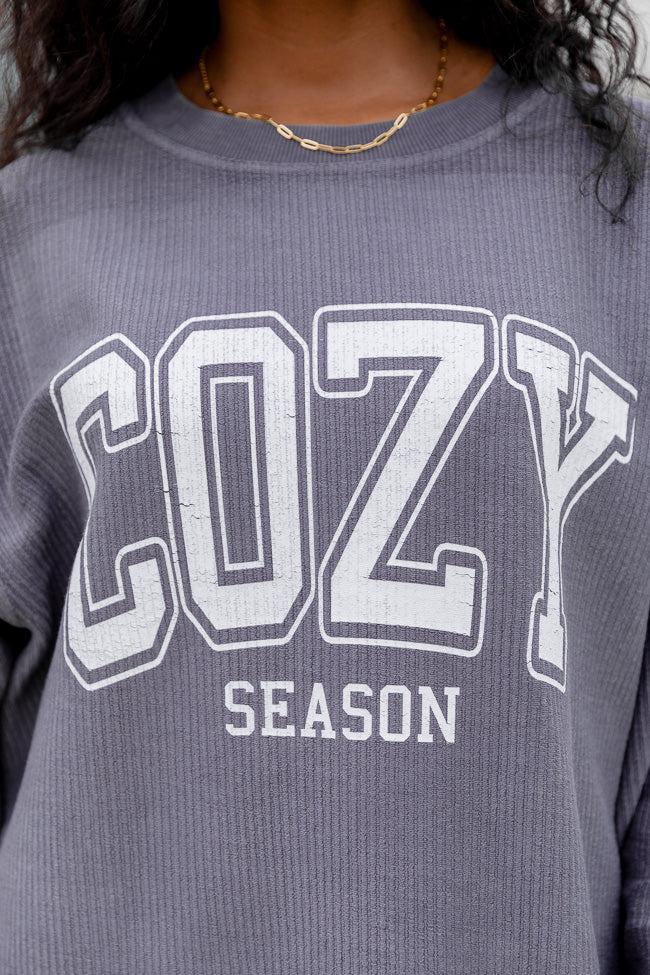 Cozy Season Charcoal Corded Graphic Sweatshirt Product Image