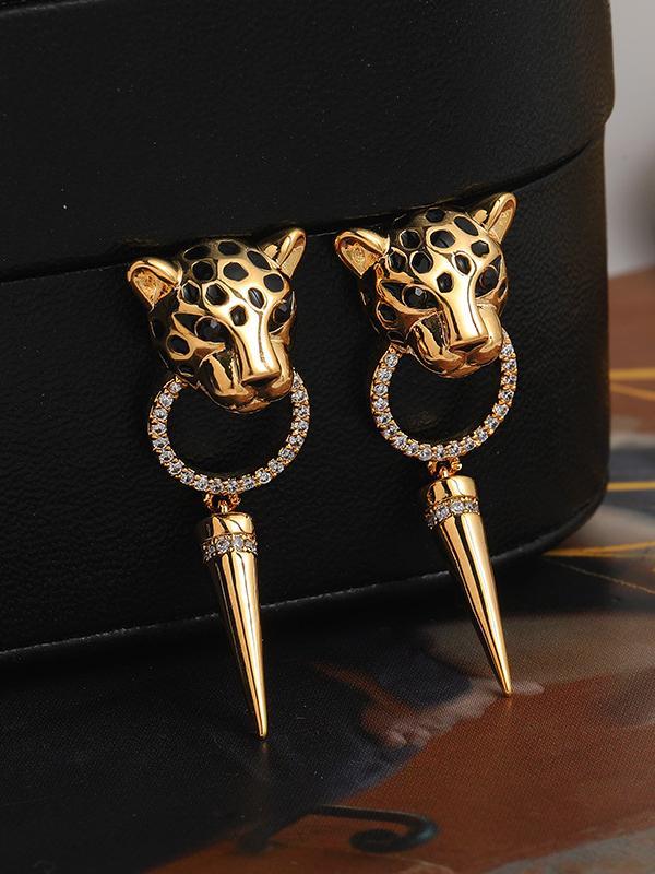 Animal Shape Geometric Rhine Stones Drop Earrings Product Image